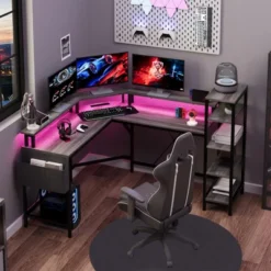 61" L Shaped Gaming Desk, With Monitor Stand, L-Shaped Corner Computer Desks, Built-in LED Lights And Side Storage Pockets, For Small Spaces 15 61" L Shaped Gaming Desk, With Monitor Stand, L-Shaped Corner Computer Desks, Built-in LED Lights And Side Storage Pockets, For Small Spaces -The Range Shop GUEST 007e5ab9 d030 466e ac62 c26f17f8b0a5