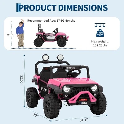 24V Kids Electric Ride-on Truck With Parent Remote Control, Spring Suspension, Parent Safety Brake, Storage, Off-Road Toy Car For Toddlers 7 24V Kids Electric Ride-on Truck With Parent Remote Control, Spring Suspension, Parent Safety Brake, Storage, Off-Road Toy Car For Toddlers - Image 7