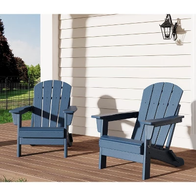 Folding Adirondack Chair Set Of 2, HDPE Plastic Weather Resistant Oversized Outdoor Chair For Patio, Lawn, Garden, Backyard, Deck, 380 Lb Support 8 Folding Adirondack Chair Set Of 2, HDPE Plastic Weather Resistant Oversized Outdoor Chair For Patio, Lawn, Garden, Backyard, Deck, 380 Lb Support - Image 8