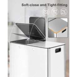 60L/16 Gal Kitchen Trash Can With Separate Lids,2×8 Gal Pedal Trash Bin With Removable Basket,Stainless Steel Garbage Can For Kitchen Office -The Range Shop GUEST 02b1b5c9 ff9e 41f9 b823 d758acbcdd2b