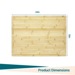 Bamboo Cutting Board 24x18x0.8 Inch Square Bamboo Chopping Board Durable Eco-Friendly Natural