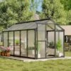 6x10x6.5 FT Greenhouses For Outdoors, Aluminum Green House With Polycarbonate Roof, Sliding Door, Adjustable Vent For Garden, Backyard, Patio, Black