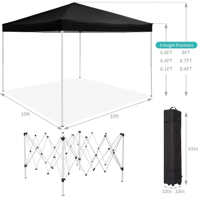 10 X 10 FT Pop Up Canopy, Party Tent With Mosquito Netting, Height Adjustable Instant Sun Shade, Portable Screen Shelter For Parties, Camping, Events 5 10 X 10 FT Pop Up Canopy, Party Tent With Mosquito Netting, Height Adjustable Instant Sun Shade, Portable Screen Shelter For Parties, Camping, Events - Image 5