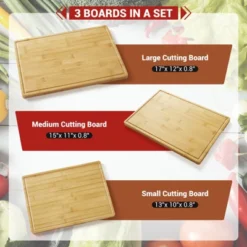 Bamboo Cutting Board Set Of 3, Chopping Board Set With Holder, Deep Juice Grooves, Inner Handles -The Range Shop GUEST 051f6bea c09d 4d06 b580 ca1c3bbeb4a5