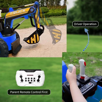 12V Kids Ride On Excavator Digger Car With Remote Control & Electric Digging Arm With 10Ah Large Battery, 4x75W Driving Motors 1 12V Kids Ride On Excavator Digger Car With Remote Control & Electric Digging Arm With 10Ah Large Battery, 4x75W Driving Motors