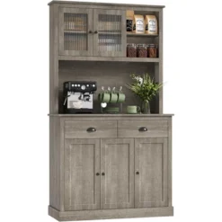 Pantry With Drawers And Adjustable Shelves, 71” Tall Kitchen Pantry Cabinet With Microwave Stand -The Range Shop GUEST 05aa355e 22a8 4b37 8a09 66c98d267fe8