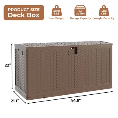 73 Gallon Outdoor Storage Box, Deck Boxes Outdoor Waterproof With Lid,Outside Storage Box Waterproof With Side Handles For Garden Pool 2 73 Gallon Outdoor Storage Box, Deck Boxes Outdoor Waterproof With Lid,Outside Storage Box Waterproof With Side Handles For Garden Pool - Image 2