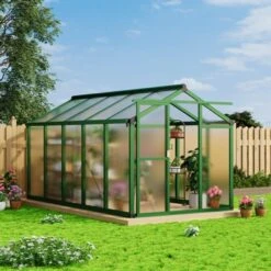 Greenhouses For Outdoors,Large Outdoor Greenhouse With Roof Vent And Heavy-Duty Aluminum Frame, Walk-in Garden Greenhouse For Backyard, Patio, Lawn