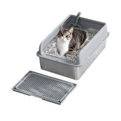 Stainless Steel Cat Litter Box With Lid, Large Litter Box For Big Cats Non-Stick Stainless Steel Cat Boxes With Double Layer Litter Mat And Scoop -The Range Shop GUEST 067e1403 138e 4fb6 a530 4b4c330ef75e