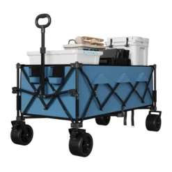 Heavy Duty Utility Beach Wagon Cart - Collapsible Wagon Beach With All Terrain Wheels, Extra Long WagonCart, Foldable With Cup Holders For Sand -The Range Shop GUEST 07efc3ab 646b 4366 8793 9d4858514833