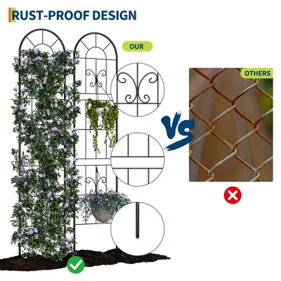 Metal Garden Trellis 55x12 Inch, Wrought Iron Garden Fence, Decorative Plant Trellis For Climbing Plants, Perfect For Patio Lawn Backyard 2 Metal Garden Trellis 55x12 Inch, Wrought Iron Garden Fence, Decorative Plant Trellis For Climbing Plants, Perfect For Patio Lawn Backyard - Image 2