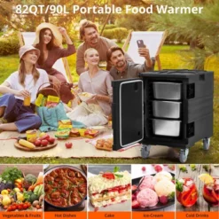 Portable Food Warmer, 82 Qt Hot Box, Large Inner Capacity, Universal Wheel, Compatible With 3/6" Or 6/2.5" Plates, (Universal Wheel) -The Range Shop GUEST 083da216 ffdc 4f5f 98ca c2e5e2dbb0f7