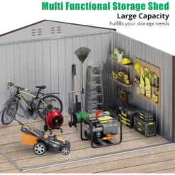 10X12 FT Outdoor Storage Shed, Galvanized Steel Storage Shed, Steel Sliding Doors, Weather Resistant, Garden Tool Shed With Lockable Door -The Range Shop GUEST 0894df65 669b 41cb b3db ebae9e8a3e5a
