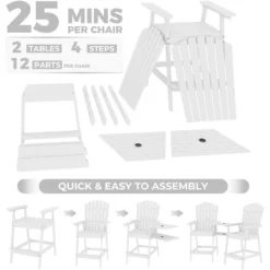 Outdoor Bar Height Adirondack Chairs With Connecting Tray, Balcony Chairs Adirondack For Deck, Backyard, Patio High AdirondackChairs Set Of 2 -The Range Shop GUEST 08a785c2 2e91 4875 b836 9cccc9577f2d