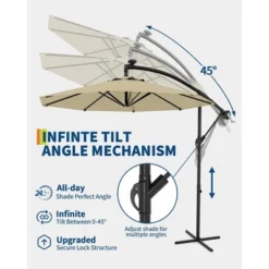 10FT Cantilever Umbrella, Base Included - For 2-6 People, 360-Degree Rotation & Infinite Tilt, Fade-Resistant Canopy For Deck Pool Garden Backyard -The Range Shop GUEST 08c791eb b457 42e6 973a dd5caf67eedc