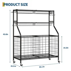 Sports Equipment Garage Organizer, Sports & Toy Storage Organizer For Garage, Outdoor Ball Storage With Baskets, Hooks & Rolling Cart, Ball Rack -The Range Shop GUEST 09218862 51b1 42ca b0d6 824f923e8c5f