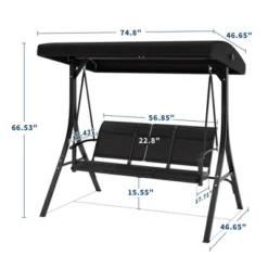 3-Seat Outdoor Porch Swing Chair, Patio Hanging Swing With Adjustable Canopy And Armrests -The Range Shop GUEST 0cc9b1e8 1a17 4b86 94bd 9c9204245b4e
