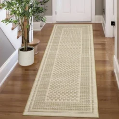 Indoor Modern Geometric Bordered Large Living Room Rugs, Washable Non Slip Throw Carpet For Bedroom, Soft Stain Resistant Floor Cover For Dining Room
