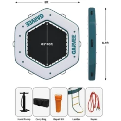 ø8.5FT Inflatable Floating Dock With ø5FT Trampoline Mesh Pool, Portable Float Island With Detachable Ladder, Inflatable Dock Platform For Lake, Pool -The Range Shop GUEST 0cee0ff8 aa05 4b06 ace7 7092c3659b49