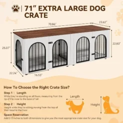 71" Large Dog Crate Furniture For 2 Dogs, Wooden Double Dog Crate, Indoor Dog Kennel TV Stand With Divider And Cushion For Large Medium Dogs,White -The Range Shop GUEST 0d292afe 4c09 4965 90a2 923c6cd07f1d