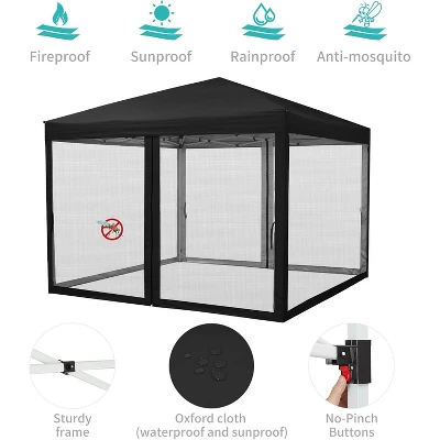 10 X 10 FT Pop Up Canopy, Party Tent With Mosquito Netting, Height Adjustable Instant Sun Shade, Portable Screen Shelter For Parties, Camping, Events 2 10 X 10 FT Pop Up Canopy, Party Tent With Mosquito Netting, Height Adjustable Instant Sun Shade, Portable Screen Shelter For Parties, Camping, Events - Image 2