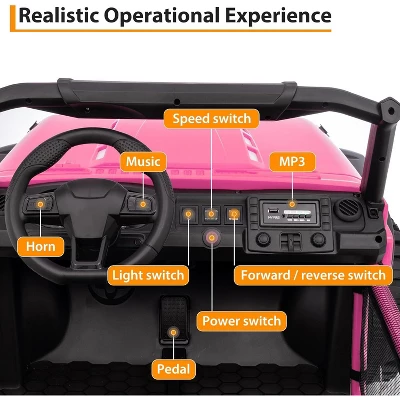 24V Kids Electric Ride-on Truck With Parent Remote Control, Spring Suspension, Parent Safety Brake, Storage, Off-Road Toy Car For Toddlers 5 24V Kids Electric Ride-on Truck With Parent Remote Control, Spring Suspension, Parent Safety Brake, Storage, Off-Road Toy Car For Toddlers - Image 5