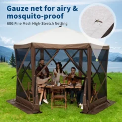 Gazebo Screen Tent With Mosquito Netting, 6 Sided Pop Up Canopy Shelter, With Carrying Bag, Ground Stakes, For Outdoor Camping, Lawn, Backyard -The Range Shop GUEST 0e7115a9 779f 492d b61b 2b133e4238bb