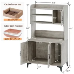 51.1" Large Wooden Cat Litter Box Enclosure | Storage Shelves | Hidden Design | Modern Indoor Cat Cabinet For Organized Storage & Odor Control 13 51.1" Large Wooden Cat Litter Box Enclosure | Storage Shelves | Hidden Design | Modern Indoor Cat Cabinet For Organized Storage & Odor Control -The Range Shop GUEST 0f142d5d 3efd 43f8 8a7e 56ca8965a549