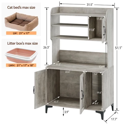 51.1" Large Wooden Cat Litter Box Enclosure | Storage Shelves | Hidden Design | Modern Indoor Cat Cabinet For Organized Storage & Odor Control 6 51.1" Large Wooden Cat Litter Box Enclosure | Storage Shelves | Hidden Design | Modern Indoor Cat Cabinet For Organized Storage & Odor Control - Image 6