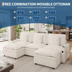 108 Inch Chenille Modular U Shaped Cloud Couch, 3-Seater Sofas With Movable Ottoman And Cup Holder, Sectional Couches For Living Room -The Range Shop GUEST 0f9e1dff 33c5 4b47 b4b4 f8679472b55d