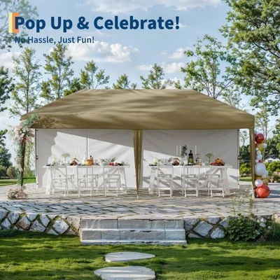 10x20 Heavy Duty Pop Up Canopy Tent With 2 Sidewalls, Outdoor Party, Market Stall, Camping, UV Protection, Waterproof, Roller Bag, 4 Weight Bags 3 10x20 Heavy Duty Pop Up Canopy Tent With 2 Sidewalls, Outdoor Party, Market Stall, Camping, UV Protection, Waterproof, Roller Bag, 4 Weight Bags - Image 3