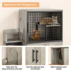 Cat Litter Box Enclosure, 2-Layer Hidden Cat Washroom With Sturdy Ladder, Cat Litter Box Furniture With Side Door, Villa Cat Cabinet -The Range Shop GUEST 100f3f3b 0b07 41ea 8541 967ec933ee88