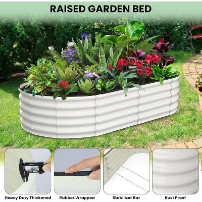 Galvanized Raised Garden Bed For Gardening, Round Metal Planter Box For Planting Plants Vegetables And Flower 2 Galvanized Raised Garden Bed For Gardening, Round Metal Planter Box For Planting Plants Vegetables And Flower - Image 2