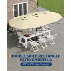 15FT Large Patio Umbrella With Base Included, Oversized Shade For 2-8 People, Double-Sided Rectangle Umbrella, Weighted Base For Pool, Deck, Backyard 13 15FT Large Patio Umbrella With Base Included, Oversized Shade For 2-8 People, Double-Sided Rectangle Umbrella, Weighted Base For Pool, Deck, Backyard -The Range Shop GUEST 11574304 ab4b 422a 84d5 f305fc9d1bfd