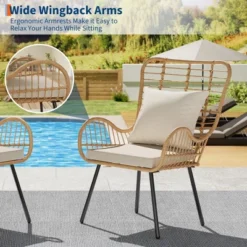 Set Of 2 All-Weather Wicker Patio Chairs, Outdoor Rattan Dining Chairs With Thick Cushions & High Backrest For Porch, Balcony, Garden, Brown -The Range Shop GUEST 1749acf5 b031 4fbd b9df a9eed102e49b