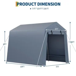 Outdoor Storage Shed 7x10 FT Carport With Roll-Up Zipper Door & Window, Waterproof & UV Resistant Portable Garage For Motorcycle, Bike, And Tools -The Range Shop GUEST 1756c8f7 fad9 4547 b8aa e694ca0e351f