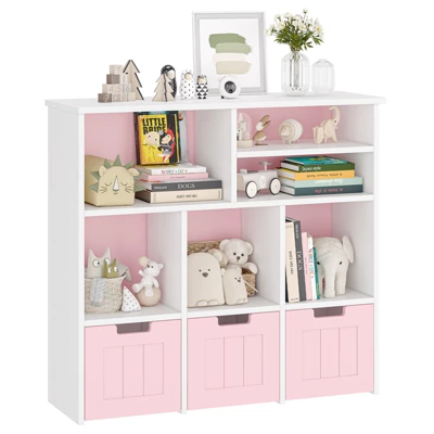 Toy Storage Cabinet W/Drawers Cubes, Children's Toy Shelf Kids Bookshelf W/Wheels, Kids Bookcase Toy Storage Organizer For Bedroom Playroom Nursery 7 Toy Storage Cabinet W/Drawers Cubes, Children's Toy Shelf Kids Bookshelf W/Wheels, Kids Bookcase Toy Storage Organizer For Bedroom Playroom Nursery - Image 7