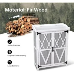 Potting Bench Outdoor Cabinet With Metal Tabletop, Wooden Storage Cabinets Weatherproof, Planting Work Benches With Adjustable Shelf -The Range Shop GUEST 179b0118 8856 421c bfa5 8048d341f6a1