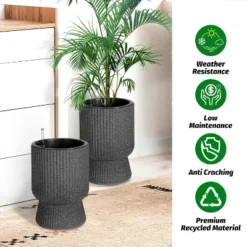 14.2" Tall Planters Set Of 2, Self Watering Pots With Built-in Drainage And A Water Level Monitor -The Range Shop GUEST 18b1ff4b c1be 4770 aed5 801fd313e8b9