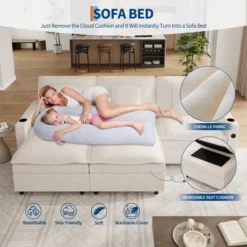 108 Inch Chenille Modular U Shaped Cloud Couch, 3-Seater Sofas With Movable Ottoman And Cup Holder, Sectional Couches For Living Room -The Range Shop GUEST 18db2e83 7934 46fd b4f3 895f7b7cbecb