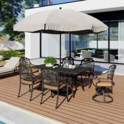 7 Piece Patio Furniture Dining Set, All-Weather Outdoor Table And Chairs For 6, Includes 4 Dining Chair & 2 Swivel Chairs & 60'' Rectangular Table 14 7 Piece Patio Furniture Dining Set, All-Weather Outdoor Table And Chairs For 6, Includes 4 Dining Chair & 2 Swivel Chairs & 60'' Rectangular Table -The Range Shop GUEST 18f5d517 68d3 4858 ac77 3e13b989cce5