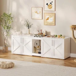 Cat Litter Box Enclosure For 2 Cats, Wooden Litter Box Cabinet, Large Enclosed Cat Box Furniture With Storage Shelf, Soft Cushion -The Range Shop GUEST 193b1175 12fe 4659 9807 1c3adbfeff87