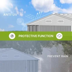 12x10 FT Outdoor Storage Shed, Heavy Duty Metal Sheds & Outdoor Storage With Lockable Doors & Air Vents For Backyard, Garden, Patio, Lawn, Grey -The Range Shop GUEST 1994238f 5a46 4d2d 82a1 e5d3ba2a2836