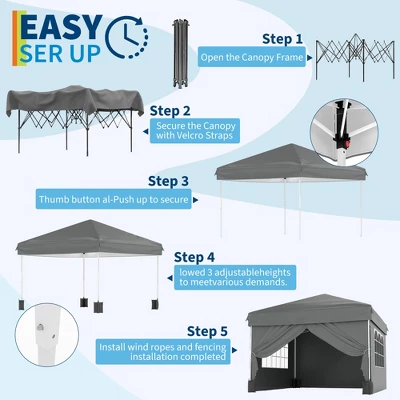 10x10ft Pop Up Canopy Tent With 4 Waterproof Sidewalls,Portable Outdoor Tent For Camping, Backyard 4 10x10ft Pop Up Canopy Tent With 4 Waterproof Sidewalls,Portable Outdoor Tent For Camping, Backyard - Image 4