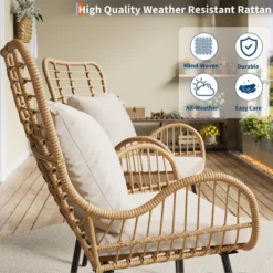 Set Of 2 All-Weather Wicker Patio Chairs, Outdoor Rattan Dining Chairs With Thick Cushions & High Backrest For Porch, Balcony, Garden, Brown -The Range Shop GUEST 1b54f9ed 17b6 44b7 90aa c06bfbdb2c4b