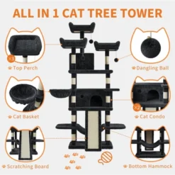 68.5" Multi-Level Cat Tree For Indoor, Heavy Duty Adult Cat Tower With 2 Condos, Plush Perches, Sisal Scratching Posts,Hammocks,Basket,Dangling Balls -The Range Shop GUEST 1dbc0ea0 5e5e 41e5 a2b0 eec3f67452bc