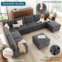 Modular Sofa Sectional Sleeper Couch With 2 Ottomans, 9 Seat Convertible U Shaped Modular Couch With Storage, Oversized Sofa Sleeper -The Range Shop GUEST 1ec4a389 dcfd 4120 9386 1217321f6c49