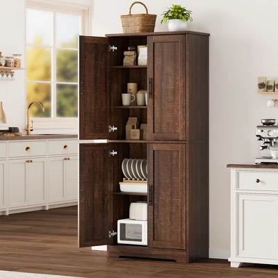 Pantry Cabinet, 70" Kitchen Pantry Cabinet With Doors And Adjustable Shelves, Freestanding Cupboard 7 Pantry Cabinet, 70" Kitchen Pantry Cabinet With Doors And Adjustable Shelves, Freestanding Cupboard - Image 7