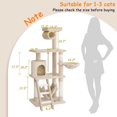 Cat Tree, Tall Cat Tower Condo For Indoor Large Cats, Cat House Furniture With Padded Plush Perch Sisal Scratching Posts 1 Cat Tree, Tall Cat Tower Condo For Indoor Large Cats, Cat House Furniture With Padded Plush Perch Sisal Scratching Posts