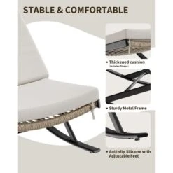 Outdoor Rocking Chair With Padded Cushion - Comfy Rocking Chair Lounge, Chaise Chair For Front Porch, Garden, Backyard, Lawn, Patio -The Range Shop GUEST 20a6b3e2 c59e 4423 9487 bc3926323b79